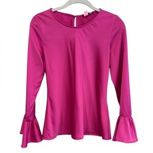 J. Crew Vibrant Satin Pink Long Sleeve Top